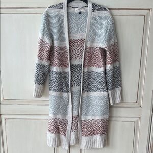 Universal Thread Striped Knit Cardigan - Gray, Brown, Cream